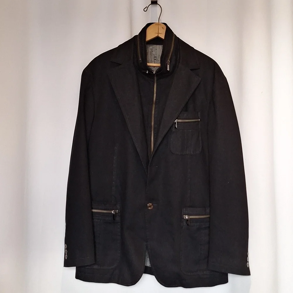 Elle Homme utility blazer with removable high neck colar